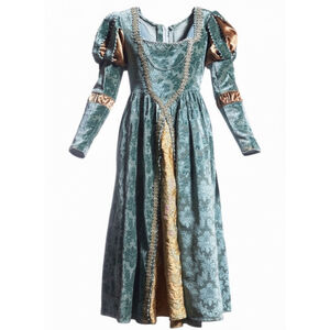 Renaissance Victorian and Edwardian Dress Gown costume Teal Gold XSmall Small